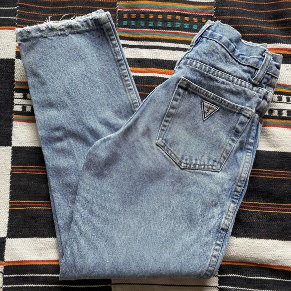 Vintage Kids Unisex Guess Denim Jeans. Size 23/26. Light Wash. 90’s. Rare. - Picture 1 of 13